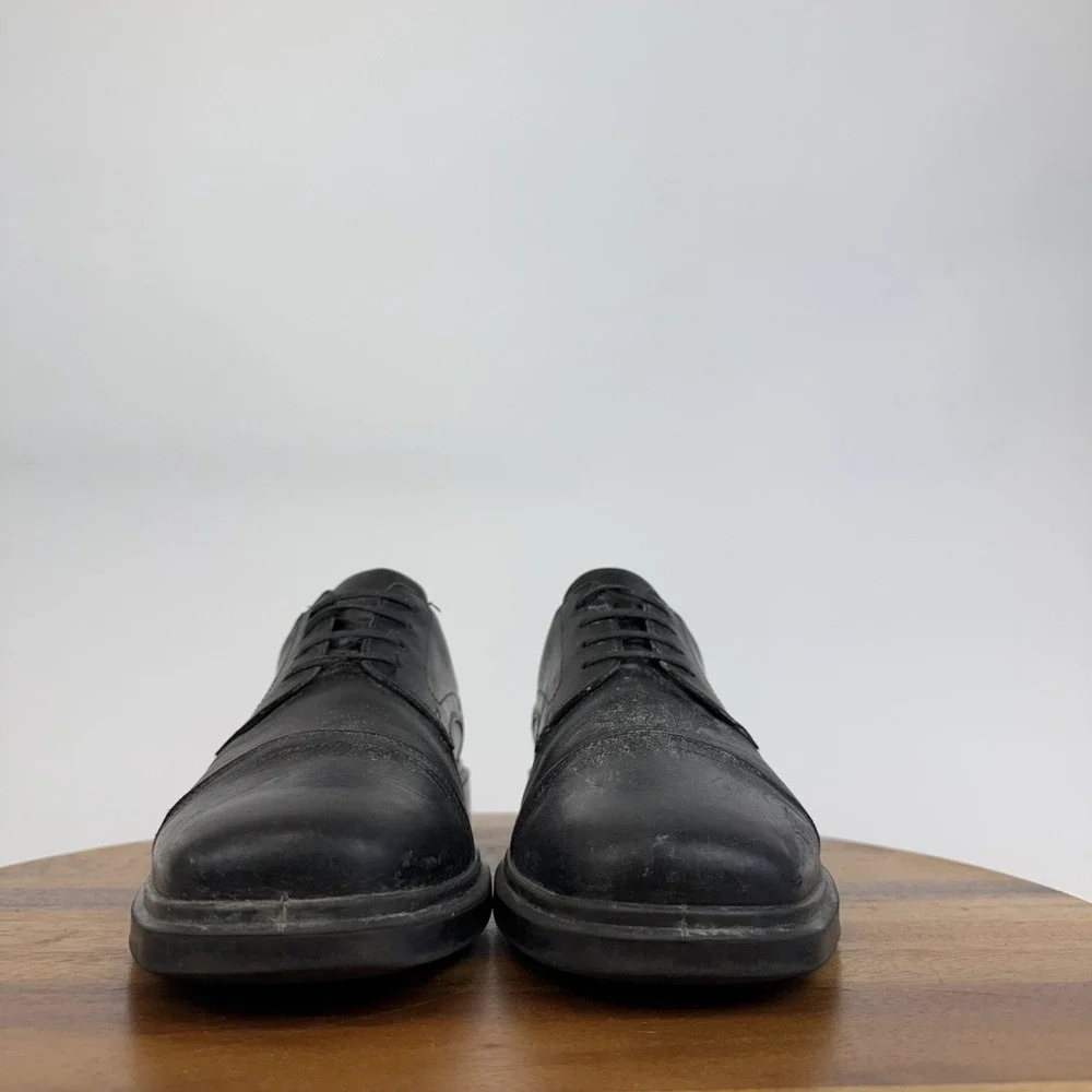 Mens Ecco Helsinki 2.0 Black Leather Cap Toe Derby Comfort‎ Sneakers Size EU 44